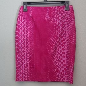 Barbiecore Hot Pink Vintage Express Snake Print Mini Pencil Skirt Sz 1/2 small